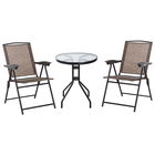 Outsunny Set de mobilier pentru gradina cu masa din sticla securizata, mobilier exterior, maro | Aosom Romania