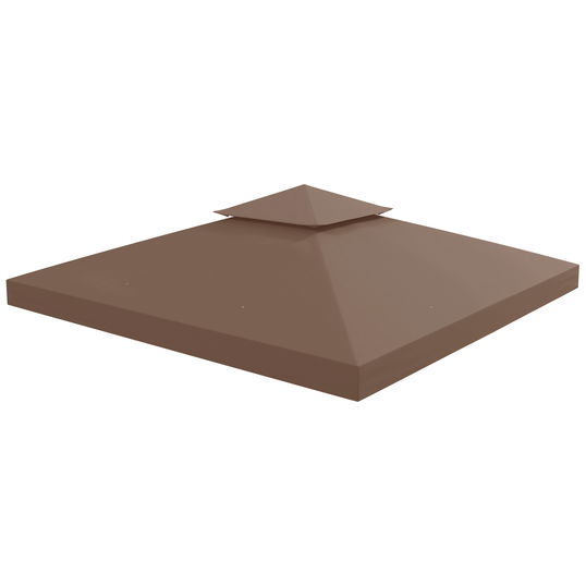 Outsunny Acoperis de Schimb pentru Foisor 3x3m, Prelata pentru Foisor cu 2 Niveluri Rezistent la Razele UV, Cafeniu (NUMAI PRELATA)