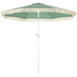 Outsunny Umbrelă de Grădină Înclinabilă cu Franjuri, Manivelă şi Tijă în 2 Secţiuni, Ø2.65x2.45 m, Verde | Aosom Romania