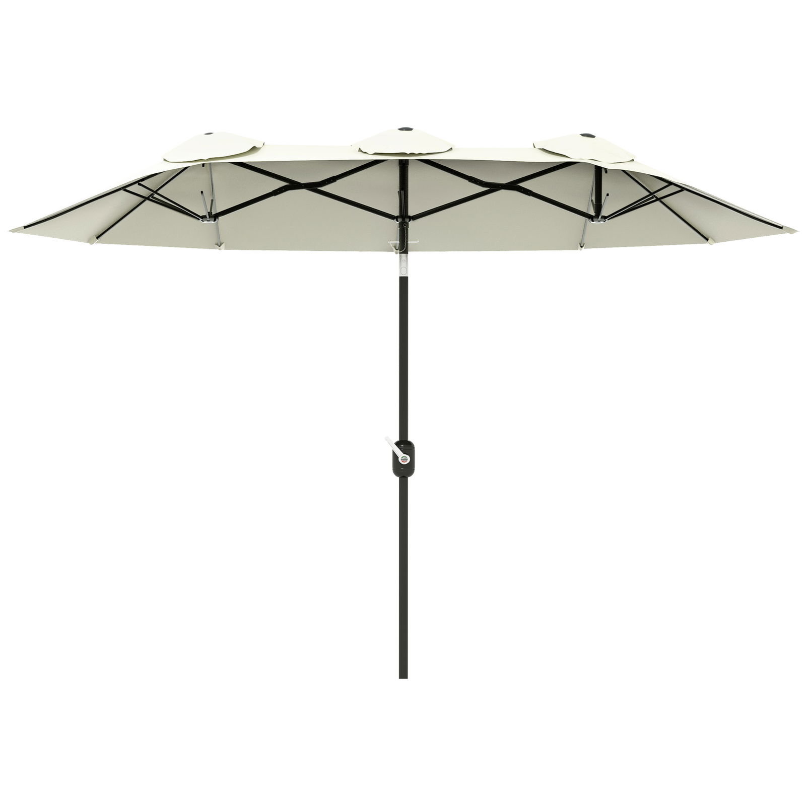 Outsunny Umbrelă de Grădină Dublă Înclinabilă la 45° cu Manivelă si 3 Orificii de Ventilație, 295x152x222 cm, Bej | Aosom Romania