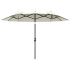 Outsunny Umbrelă de Grădină Dublă Înclinabilă la 45° cu Manivelă si 3 Orificii de Ventilație, 295x152x222 cm, Bej | Aosom Romania