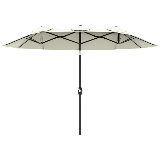 Outsunny Umbrelă de Grădină Dublă Înclinabilă la 45° cu Manivelă si 3 Orificii de Ventilație, 295x152x222 cm, Bej | Aosom Romania