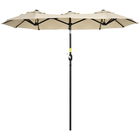 Outsunny Umbrelă de Grădină Dublă Înclinabilă la 45° cu Manivelă si 3 Orificii de Ventilație, 295x152x222 cm, Kaki | Aosom Romania