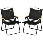 Outsunny Set 2 Scaune de Camping și Plajă Pliabile cu Cotiere, 54x59x78 cm, Negru | Aosom Romania