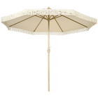 Outsunny Umbrelă de Grădină Înclinabilă pe 3 Niveluri cu Franjuri, Manivelă și Tijă cu 2 Secțiuni, Ø265x244 cm, Crem | Aosom Romania