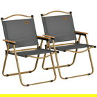 Outsunny Set 2 Scaune de Camping Pliabile cu Cotiere, 54x59x78 cm, Gri Închis | Aosom Romania