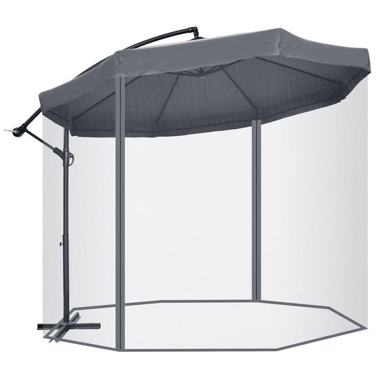 Outsunny Umbrelă de Soare cu Plasă de Țânțari, Deschidere cu Manivelă și Bază Transversală, 295x295x240 cm, Verde | Aosom Romania