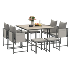Outsunny Set Mobilier de Grădină din 9 Piese cu Masă, 4 Fotolii și 4 Scaune, 110x110x75 cm, Gri | Aosom Romania