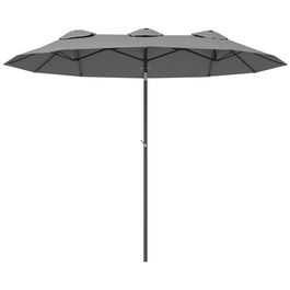 Outsunny Umbrelă de Grădină Dublă Înclinabilă la 45° cu Manivelă si 3 Orificii de Ventilație, 295x152x222 cm, Gri | Aosom Romania