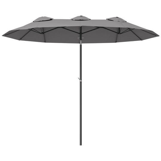 Outsunny Umbrelă de Grădină Dublă Înclinabilă la 45° cu Manivelă si 3 Orificii de Ventilație, 295x152x222 cm, Gri | Aosom Romania