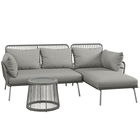 Outsunny Set Mobilier de Grădină din 3 Piese cu Canapea, Şezlong cu Perne şi Măsuţă, 125x77x82 cm, Gri Deschis | Aosom Romania