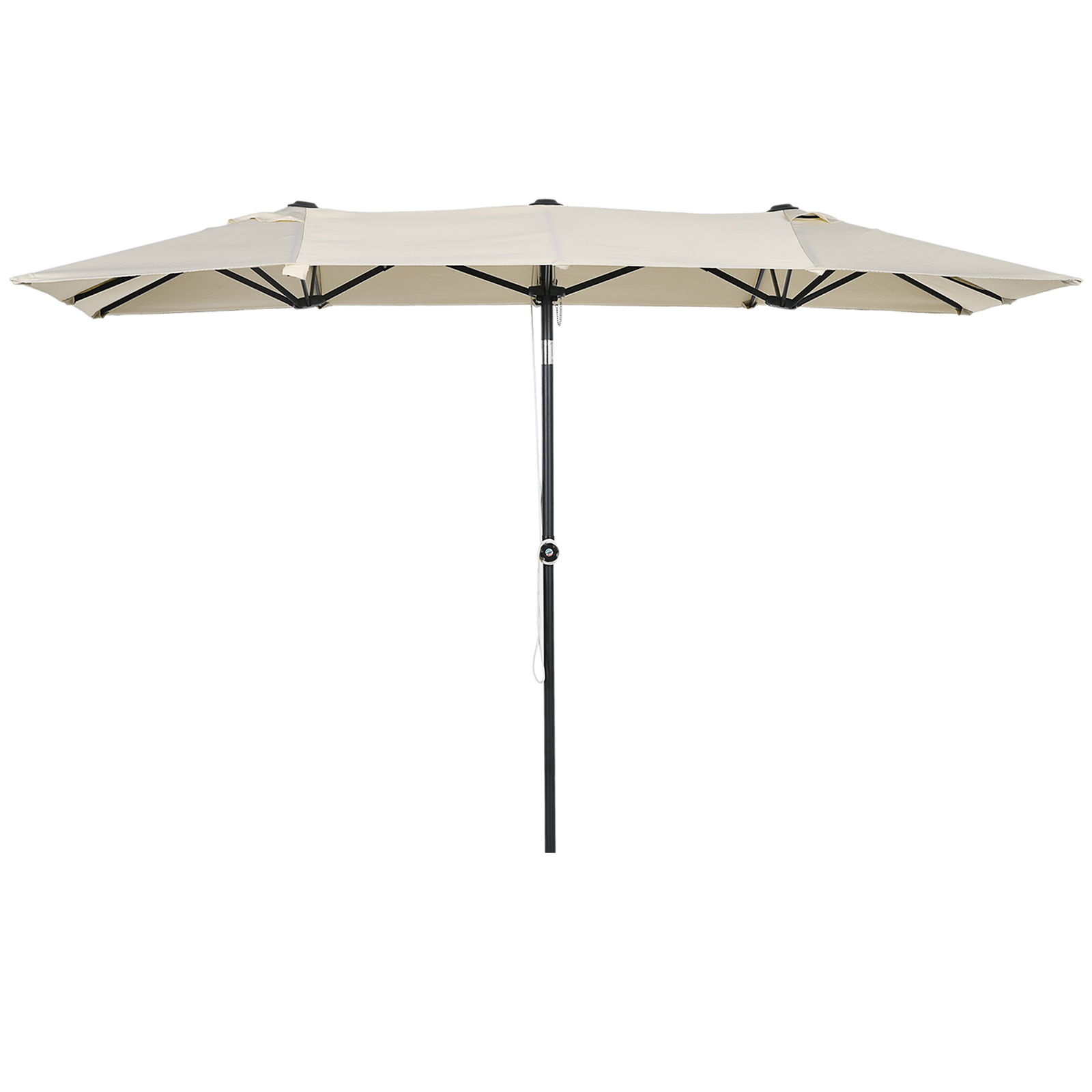 Outsunny Umbrelă de Grădină Dublă Înclinabilă și Reglabilă în Înălțime, 295x150x170-214 cm, Alb Crem | Aosom Romania