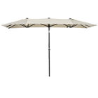 Outsunny Umbrelă de Grădină Dublă Înclinabilă și Reglabilă în Înălțime, 295x150x170-214 cm, Alb Crem | Aosom Romania