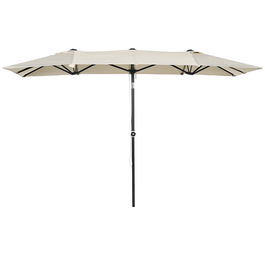 Outsunny Umbrelă de Grădină Dublă Înclinabilă și Reglabilă în Înălțime, 295x150x170-214 cm, Alb Crem | Aosom Romania