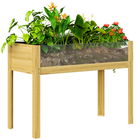 Outsunny Strat Înălțat de Grădină din Lemn cu Panouri din Acril și Orificii de Drenaj, 110x50x80 cm, Lemn Natural | Aosom Romania