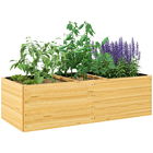 Outsunny Strat de Grădină Înălțat și Adânc cu 3 Zone de Creștere și Strat de Protecție, 140x60x40 cm, Lemn Natural | Aosom Romania