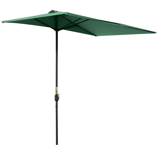 Outsunny Umbrelă Semicirculară de Perete cu Deschidere cu Manivelă şi Orificii de Ventilaţie, 230x130x245 cm, Verde | Aosom Romania