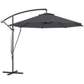 Outsunny Umbrelă de Soare cu Corzi Anti-Vânt, Orificii de Aerisire, Bază în Cruce și Manivelă, Φ290x243 cm, Gri | Aosom Romania
