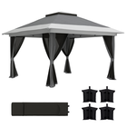 Outsunny Pavilion Pliabil cu Pereți din Plasă, Înălțime Reglabilă și Protecție UV, 356x356x280 cm, Gri | Aosom Romania