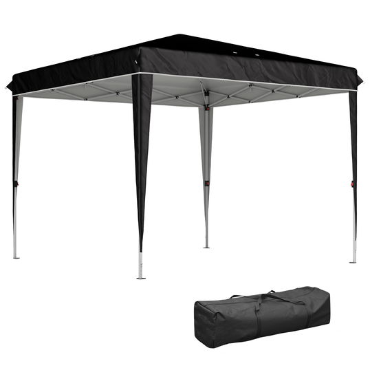Outsunny Pavilion Pliabil cu Înălțime Reglabilă și Geantă de Transport, 300x300x273 cm, Negru | Aosom Romania