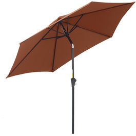 Outsunny Umbrelă de Grădină Înclinabilă cu Manivelă și 6 Spițe din Aluminiu, 2.6x2.35 m, Cafeniu | Aosom Romania