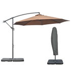 Outsunny Umbrelă Suspendată cu Bază în Cruce, Greutăţi, Manivelă și Protecţie UV, Ø3x2.5 m, Cafeniu | Aosom Romania