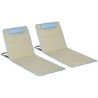 Outsunny Set 2 Șezlonguri cu Spătar Reglabil pe 5 Niveluri, Tetieră și Geantă de Transport, 124x53x35-45 cm, Bej | Aosom Romania