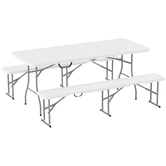Outsunny Set Masă de Camping Pliabilă cu 2 Scaune, 180x74x74 cm, Alb | Aosom Romania