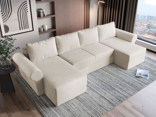 Coltar U Extensibil Bonito plusat aspect lana alba