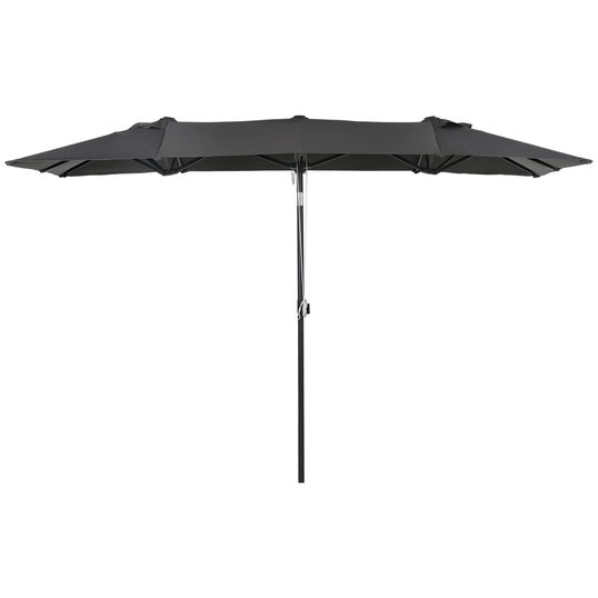 Outsunny Umbrelă de Grădină Dublă Înclinabilă și Reglabilă în Înălțime, 295x150x170-214 cm, Gri | Aosom Romania