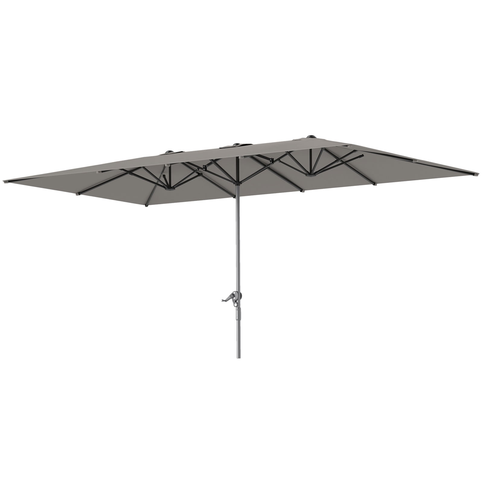 Outsunny Umbrelă Dublă de Grădină cu Manivelă și 12 Spițe din Aluminiu și Poliester, 4.5x2.6 m, Gri Închis | Aosom Romania
