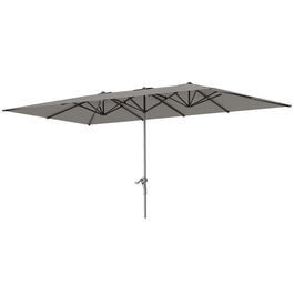 Outsunny Umbrelă Dublă de Grădină cu Manivelă și 12 Spițe din Aluminiu și Poliester, 4.5x2.6 m, Gri Închis | Aosom Romania