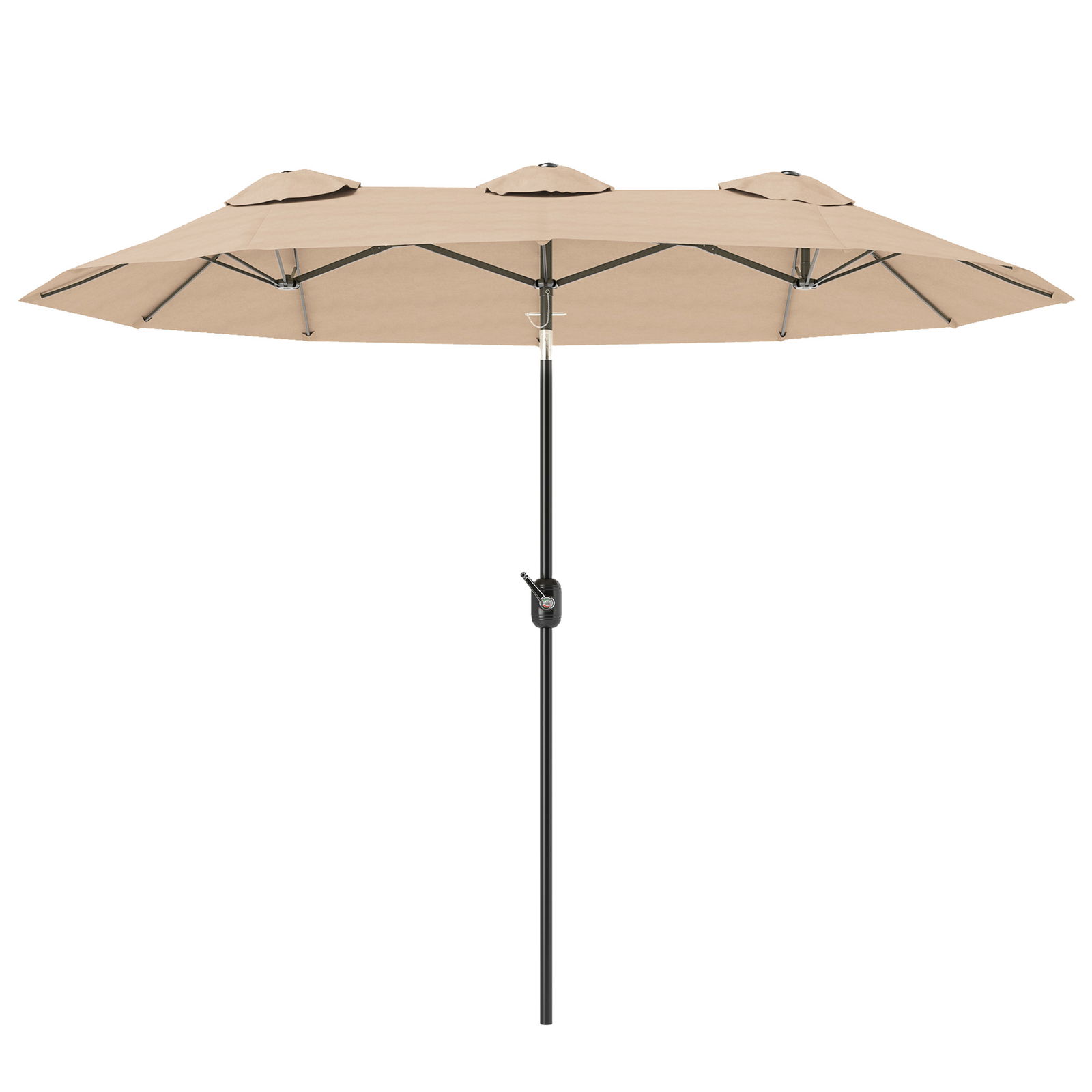 Outsunny Umbrelă de Grădină Dublă Înclinabilă la 45° cu Manivelă şi 3 Orificii de Ventilaţie, 295x152x222 cm, Cafeniu | Aosom Romania