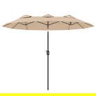 Outsunny Umbrelă de Grădină Dublă Înclinabilă la 45° cu Manivelă şi 3 Orificii de Ventilaţie, 295x152x222 cm, Cafeniu | Aosom Romania