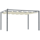 Outsunny Pergolă cu Lumini LED și 12 Orificii de Drenaj, 400x300x230 cm, Alb Crem | Aosom Romania