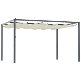 Outsunny Pergolă cu Lumini LED și 12 Orificii de Drenaj, 400x300x230 cm, Alb Crem | Aosom Romania