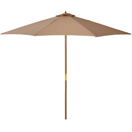Outsunny Umbrelă de Grădină cu Șnur și Deschidere Reglabilă, Ø300x250 cm, Kaki | Aosom Romania