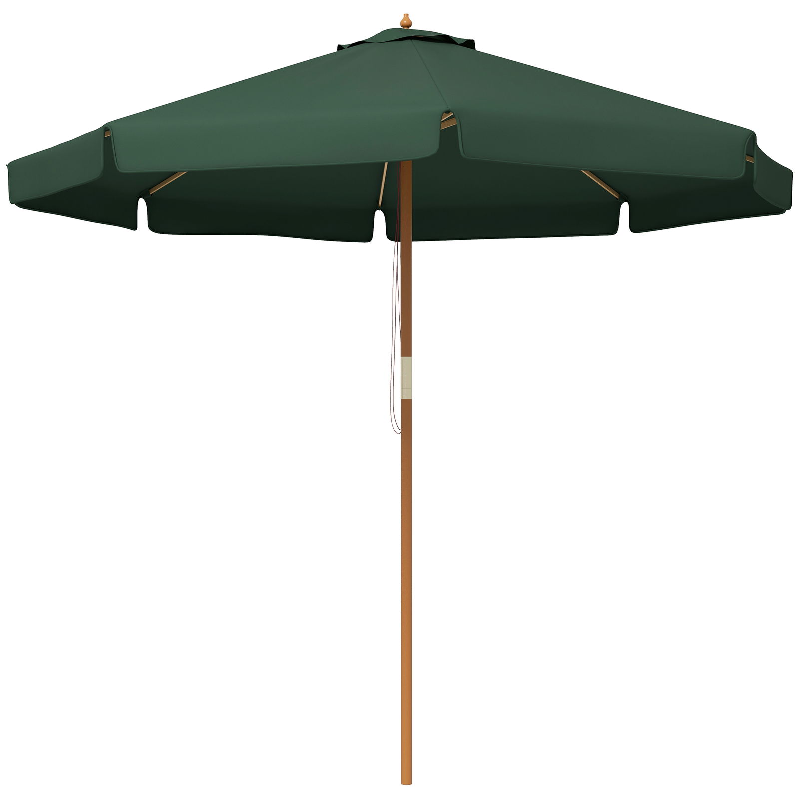 Outsunny Umbrelă de Grădină cu Corzi, Deschidere Reglabilă și Orificii de Ventilație, Ø325x250 cm, Verde | Aosom Romania