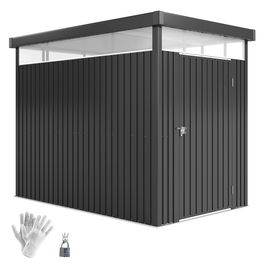 Outsunny Magazie de Grădină cu Luminator Superior din Acril și Orificii de Drenaj, 162x259x201 cm, Gri Închis | Aosom Romania