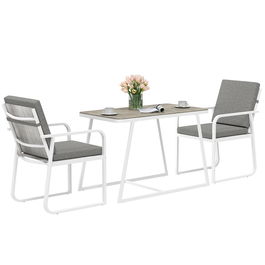 Outsunny Set de Grădină cu Masă și Scaune cu Perne Detașabile, Blat din Sticlă și Cadru din Oțel, 108x60x72 cm, Alb | Aosom Romania