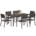 Outsunny Set Masă de Grădină din 7 Piese cu Masă și 6 Scaune cu Brațe, 160x80x74 cm, Maro | Aosom Romania