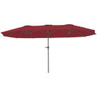 Outsunny Umbrelă Dublă de Grădină cu 12 Spițe, Orificii de Ventilație și Manivelă, 400x220x234 cm, Roșu Vin | Aosom Romania