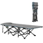 Outsunny Pat de Camping Pliabil cu Pernă Integrată și Buzunar Lateral, 187x67x37 cm, Gri | Aosom Romania