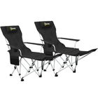 Outsunny Set de 2 Scaune de Camping Pliabile cu Suport pentru Picioare Detașabil, 82x100x88 cm, Negru | Aosom Romania