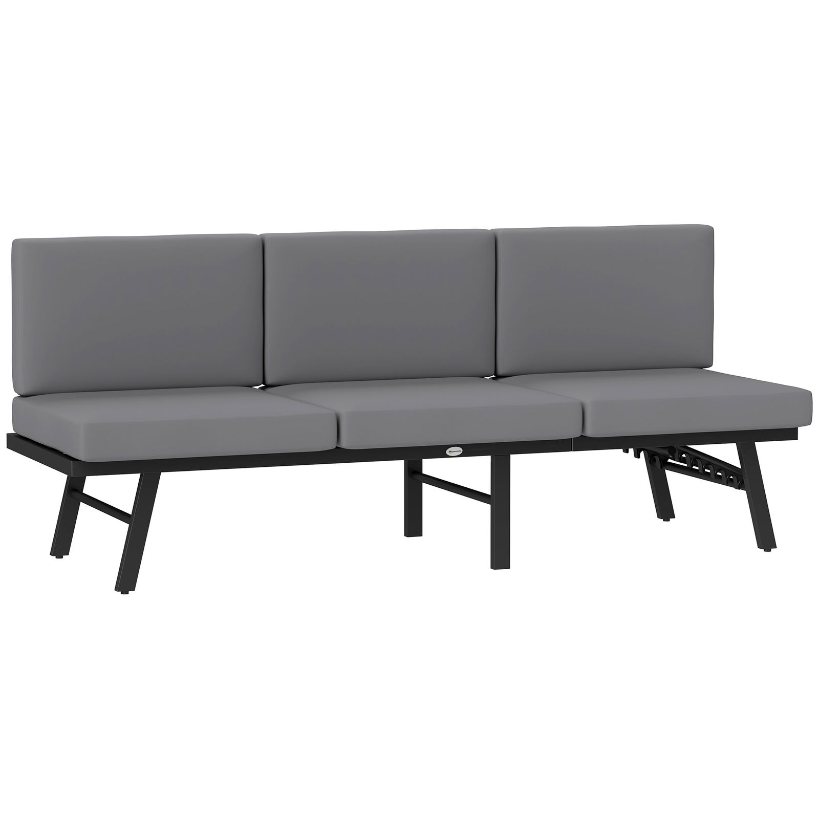 Outsunny Canapea de Grădină 3 în 1 Convertibilă și Reglabilă în 5 Poziții cu Perne, 180x63.5x68 cm, Gri | Aosom Romania