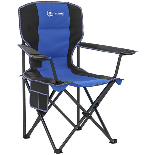 Outsunny Scaun de Camping Pliabil cu Buzunar și Suport pentru Pahar, 94x62x110 cm, Albastru | Aosom Romania