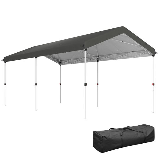 Outsunny Pavilion Pliabil Pop Up cu Înălțime Reglabilă în 3 Trepte și Geantă de Transport, 584x297.5x272 cm, Gri Închis | Aosom Romania