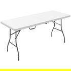 Outsunny Masă de Camping Pliabilă cu Mâner, Cadru Metalic și Blat din Plastic, 180x74x74 cm, Alb | Aosom Romania