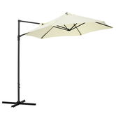 Outsunny Umbrelă de Grădină cu Rotație la 360°, Braț cu Bază în Cruce și Orificiu de Ventilație, Ø256x245 cm, Bej | Aosom Romania