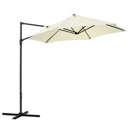 Outsunny Umbrelă de Grădină cu Rotație la 360°, Braț cu Bază în Cruce și Orificiu de Ventilație, Ø256x245 cm, Bej | Aosom Romania